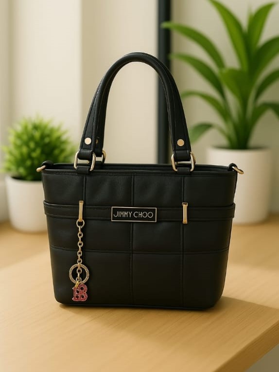 Cube Carry Quilted Handbag with Gold-Tone Accents